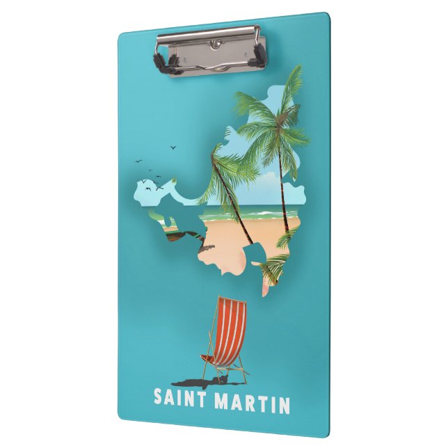 Illustrierte Karte von Saint Martin. Klemmbrett (Links)