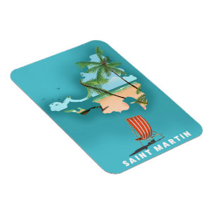 Illustrierte Karte von Saint Martin. Magnet