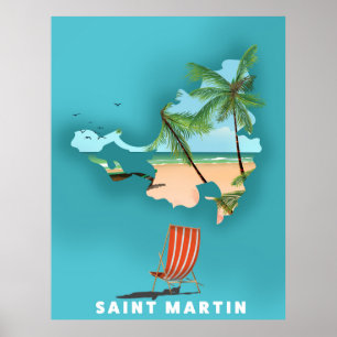 Illustrierte Karte von Saint Martin. Poster