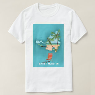 Illustrierte Karte von Saint Martin. T-Shirt