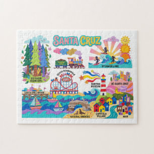 Illustrierte Karte von Santa Cruz - Strandpromenad
