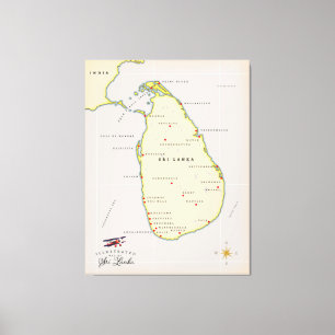 Illustrierte Karte von Sri Lanka Leinwanddruck