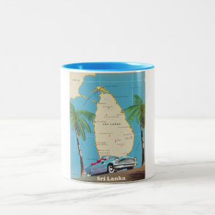 Illustrierte Karte von Sri Lanka Zweifarbige Tasse