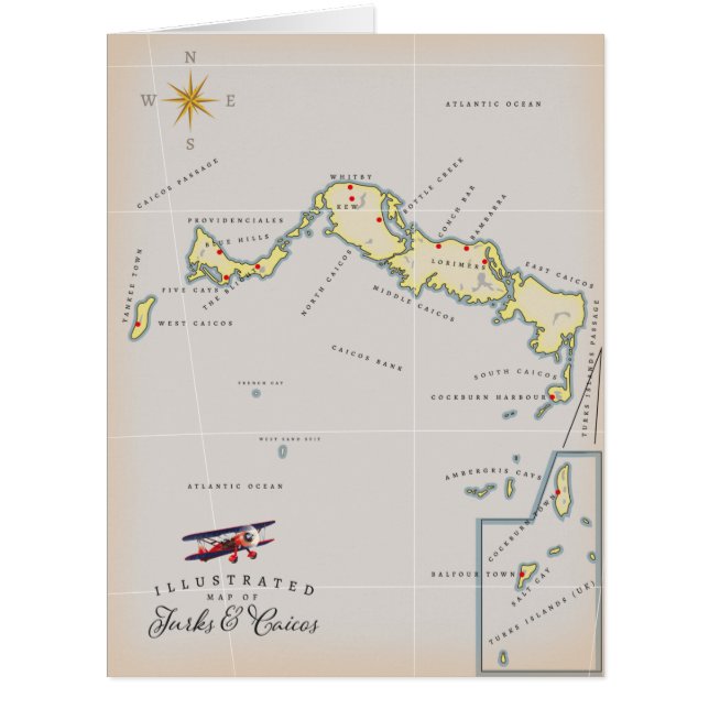 Illustrierte Karte von Turks und Caicos (Vorderseite)