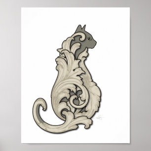 Illustrierte Katze Poster