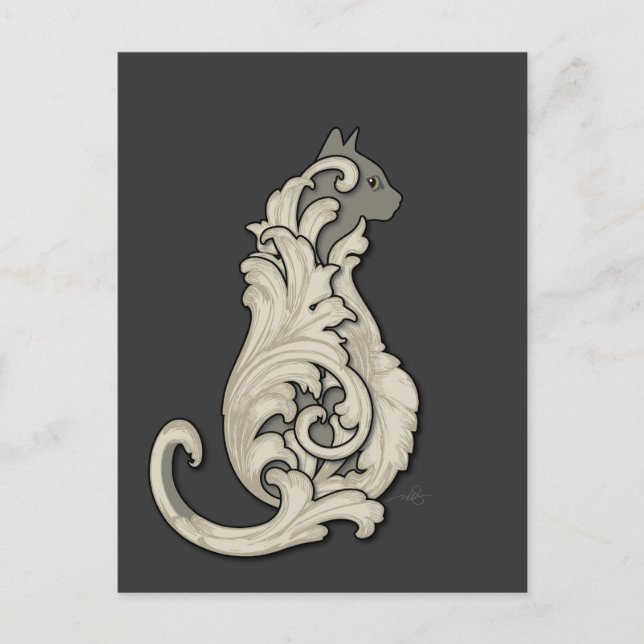 Illustrierte Katze Postkarte (Vorderseite)