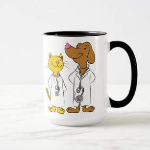 Illustrierte Katzen- und Hunde-Tierärzte-Tasse Tasse