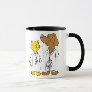 Illustrierte Katzen- und Hunde-Tierärzte-Tasse Tasse