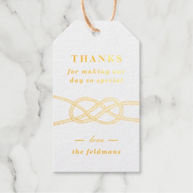 Illustrierte Knot Nautical Gastgeschenk Hochzeit T Geschenkanhänger (Vorderseite)