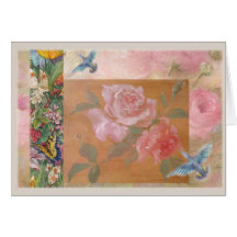 Illustrierte Kolibri Fantasie mit Blumen