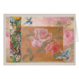 Illustrierte Kolibri Fantasie mit Blumen