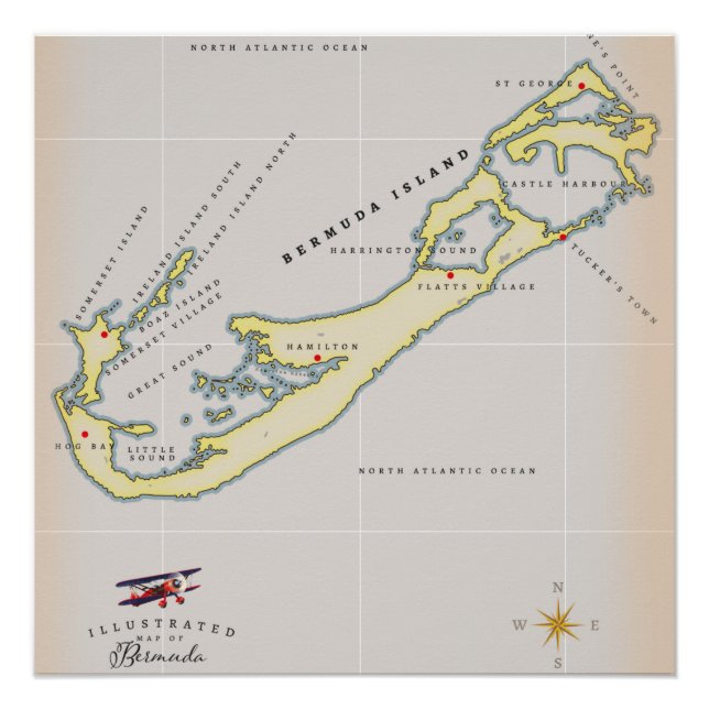 Illustrierte Landkarte von Bermuda Poster (Vorderseite)