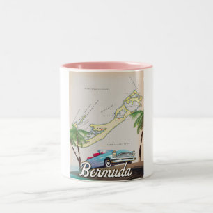 Illustrierte Landkarte von Bermuda Zweifarbige Tasse
