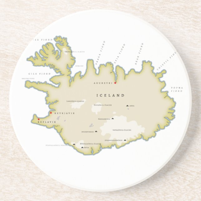 Illustrierte Landkarte von Island Trivet Getränkeuntersetzer (Vorne)