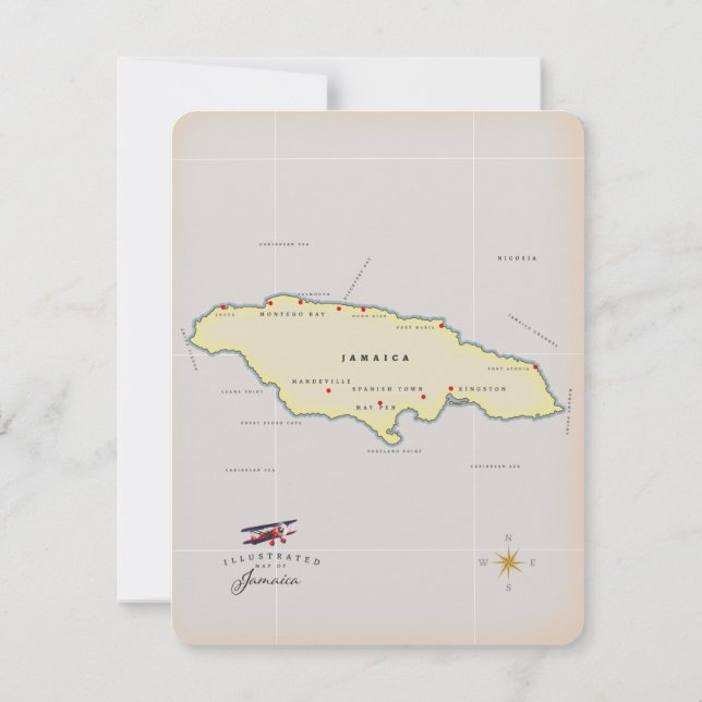Illustrierte Landkarte von Jamaika. (Rückseite)