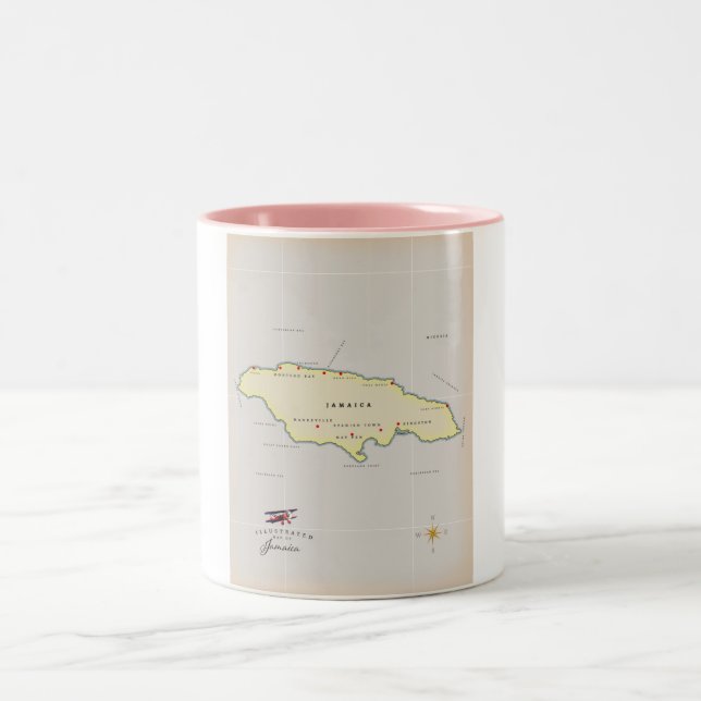 Illustrierte Landkarte von Jamaika. Zweifarbige Tasse (Mittel)