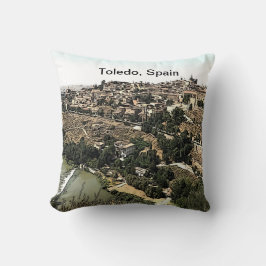 Illustrierte Landschaft Kunst Toledo, Spanien Kissen