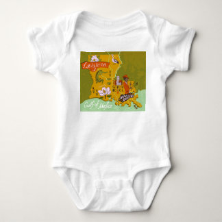 Illustrierte Louisiana-Karte: Reise-Highlights. Baby Strampler