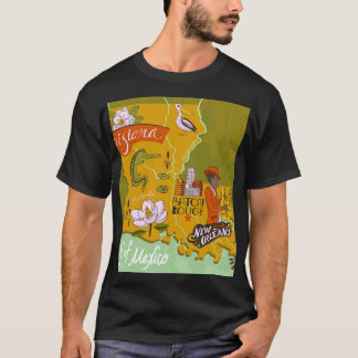 Illustrierte Louisiana-Karte: Reise-Highlights. T-Shirt