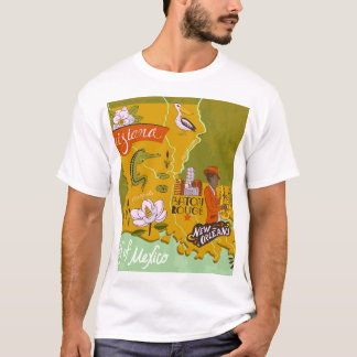 Illustrierte Louisiana-Karte: Reise-Highlights. T-Shirt