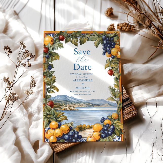 Illustrierte mediterrane Hochzeit Save The Date (Von Creator hochgeladen)