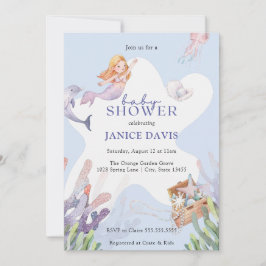 Illustrierte Mermaid Baby Dusche Einladung