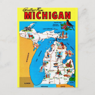Illustrierte Michigan Karte Postkarte