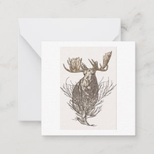Illustrierte Moose Note Card, einfach, elegant, ei Mitteilungskarte