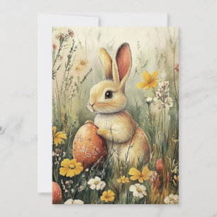 Illustrierte Osterkarte mit Frühlingshase Feiertagskarte
