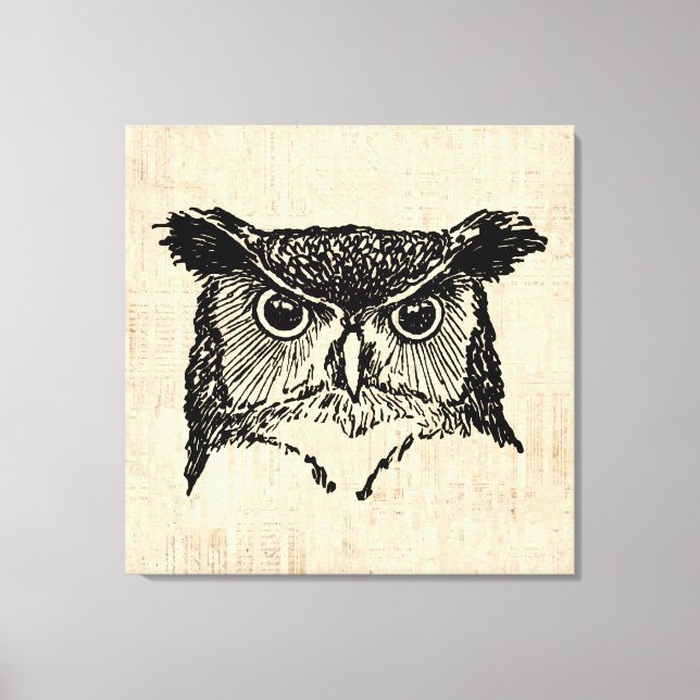 Illustrierte Owl Art Leinwanddruck (Vorderseite)