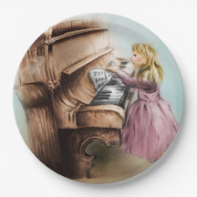 Illustrierte Papiertüte - Piano Girl