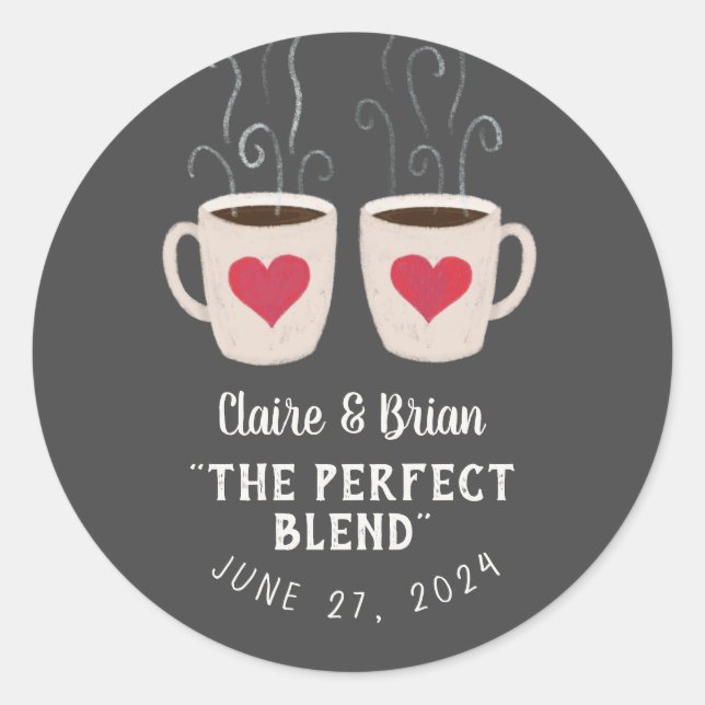 Illustrierte Perfect Blend Heart Tasse Gefallen Runder Aufkleber (Vorderseite)