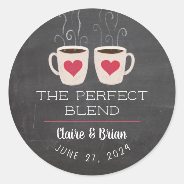 Illustrierte Perfect Blend Heart Tasse Gefallen Runder Aufkleber (Vorderseite)