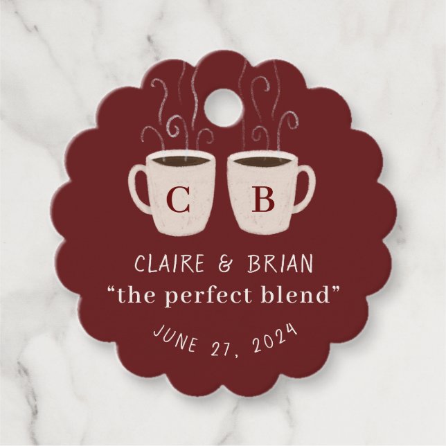 Illustrierte Perfect Blend Monogramm-Tasse Gefalle Geschenkanhänger (Vorderseite)