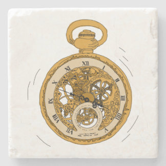 Illustrierte Pocket Watch Steinuntersetzer