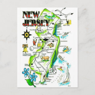 Illustrierte Postkarte des Bundesstaates New Jerse