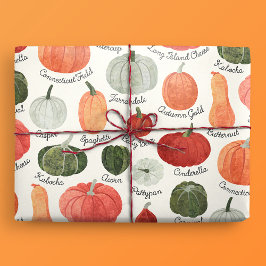Illustrierte Pumpkin-Typen mit Labels Geschenkpapier