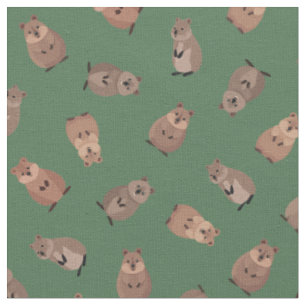 Illustrierte Quokkas auf Grün Stoff
