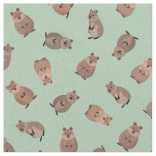 Illustrierte Quokkas auf Hellgrün Stoff