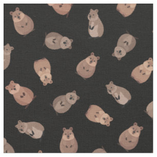 Illustrierte Quokkas auf Schwarz Stoff