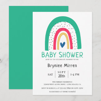 Illustrierte Regenbogendusche Einladung