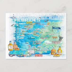 Illustrierte Reise Karte der Hebriden Inseln