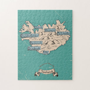 Illustrierte Reisekarte Island