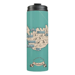 Illustrierte Reisekarte Island Thermosbecher