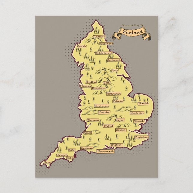 Illustrierte Reisekarte von England Ankündigungspostkarte (Vorderseite)