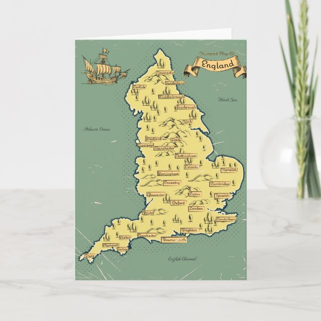 Illustrierte Reisekarte von England Einladung (Vorderseite)