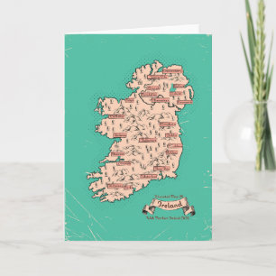 Illustrierte Reisekarte von Irland Einladung