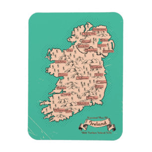 Illustrierte Reisekarte von Irland Magnet