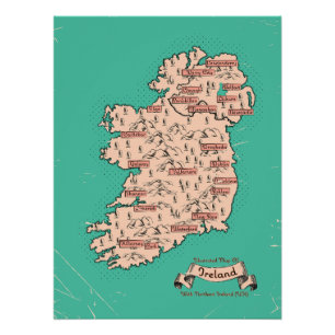 Illustrierte Reisekarte von Irland Poster
