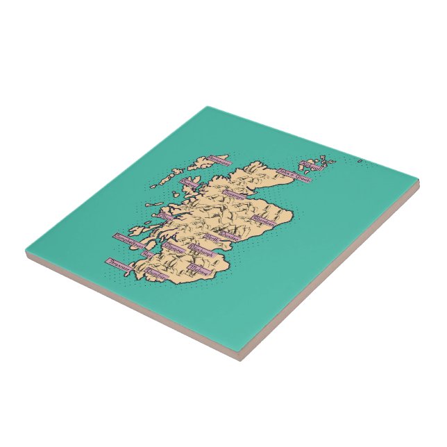 Illustrierte Reisekarte von Schottland (Aquamarine Fliese (Seite)